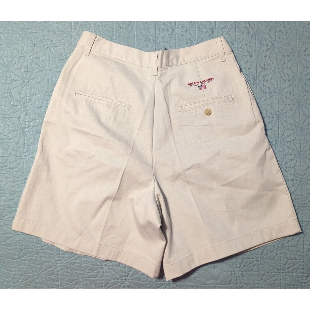 Ralph Lauren Polo Sport VTG 90s Khaki Pleated Chino Shorts Womens Sz 10 Made USA - Picture 2 of 9